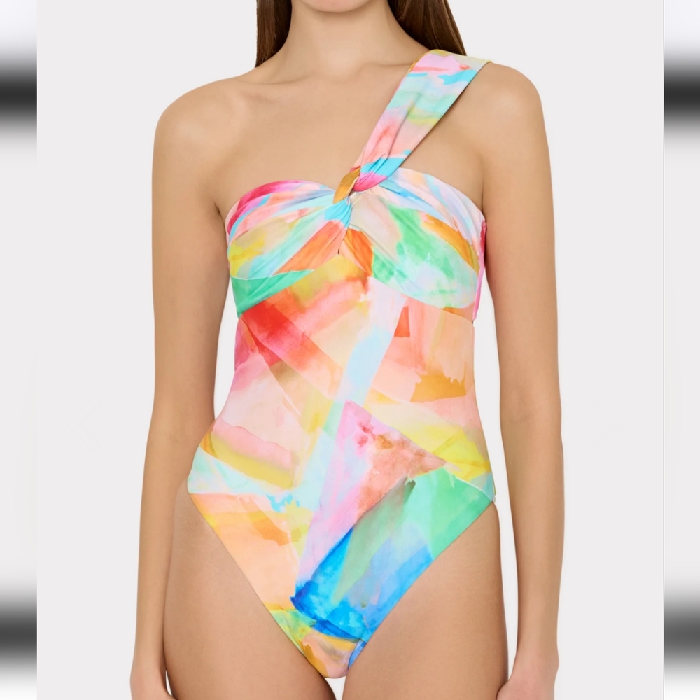 Betsy Watercolor Paint Stroke Bandeau One Piece